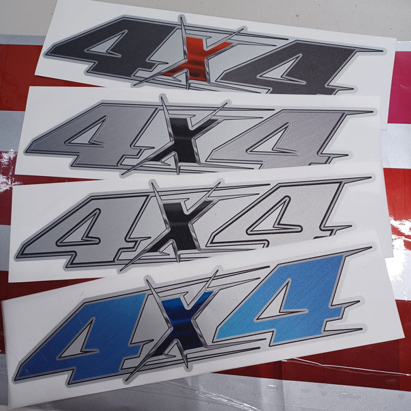 2 x Metallic 4x4 decals 12.5" x 3.35"