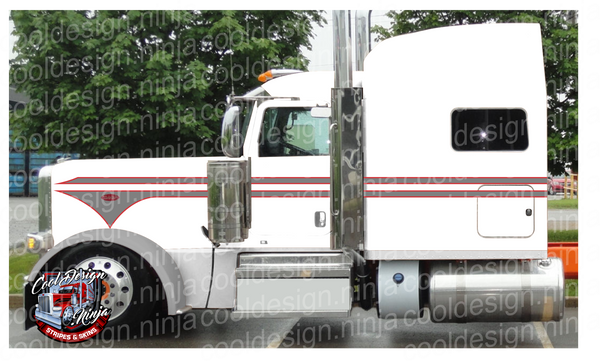 Grey and Viper Red Classic Spear Peterbilt Stripe Kit