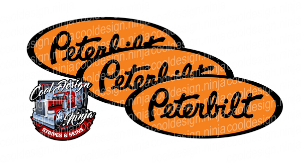 Solid Orange and Black Peterbilt Emblem Skins