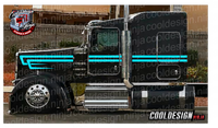 Black and OS Turquoise Metallic Woods Overhook Kenworth W9 Stripe Kit