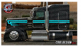 Black and OS Turquoise Metallic Woods Overhook Kenworth W9 Stripe Kit