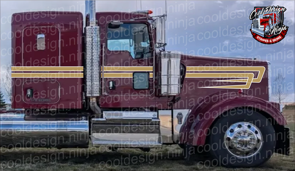 Gold and White Outline 379/389 Double Cees Kenworth Stripe Kit