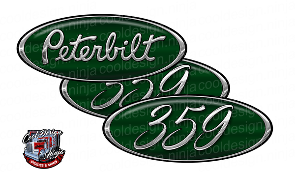 Dark Green and Chrome 359 Peterbilt Emblem Skins