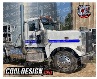 Royal Blue with Black Outline 379/389 Classic Spear Peterbilt Stripe Kit