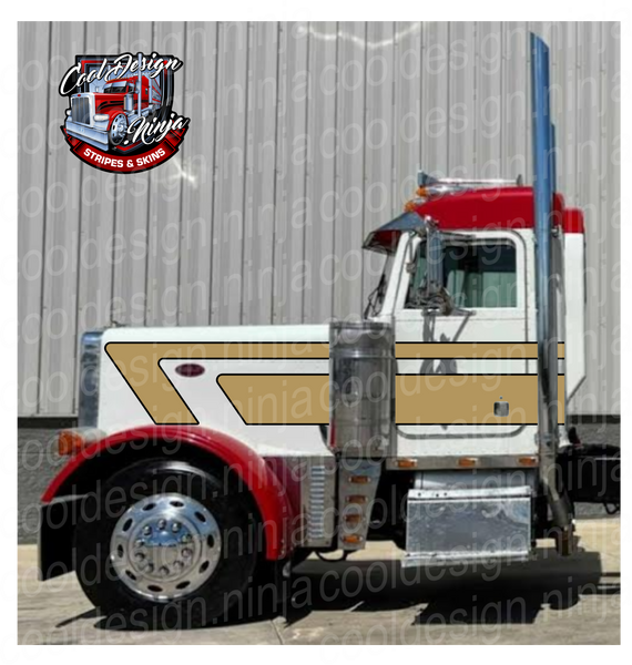 Gold and Black Hard 7 Peterbilt Stripe Kit