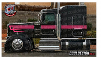 Hot Pink Metallic Woods Overhook Kenworth W9 Stripe Kit