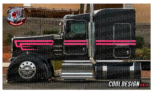 Hot Pink Metallic Woods Overhook Kenworth W9 Stripe Kit