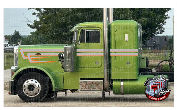 Grey and Orange Double Cees DW Peterbilt Stripe Kit