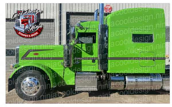 Grey and Black Trailing Wedge Peterbilt 389 Stripe Kit