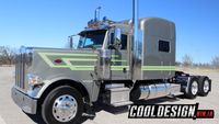 Neon Green and Silver Metallic 2 Layer Underwedge Peterbilt Stripe Kit