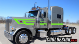 Neon Green and Silver Metallic 2 Layer Underwedge Peterbilt Stripe Kit