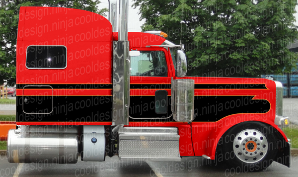 Orange and Black Full Seminole Peterbilt Stripe Kit