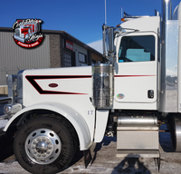 Black and Viper Red Leading Wedge Daycab Peterbilt Stripe Kit