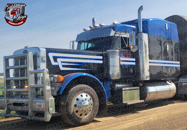 Silver Blue DW Overhook Peterbilt Stripe Kit
