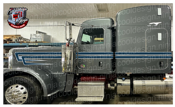 Medium Blue DW Overhook Peterbilt Stripe Kit