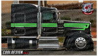 Silver and Apple Green Woods Overhook Kenworth W9 Stripe Kit