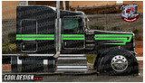 Silver and Apple Green Woods Overhook Kenworth W9 Stripe Kit