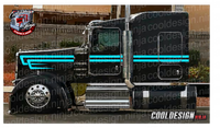 Black and Ol School Turquoise Woods Underhook Kenworth W9 Stripe Kit