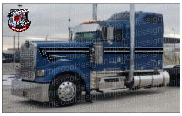 Black and Silver Woods Underhook Kenworth W9 Stripe Kit