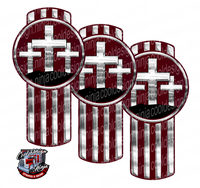 Three Cross Burgundy Peterbilt Emblem Skins