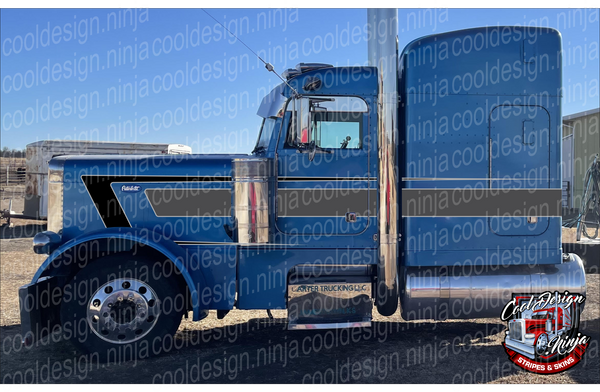 Silver Slate and Black Hard Overwedge Peterbilt Stripe Kit