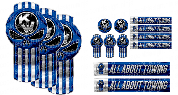 All About Towing Blue Punisher Kenworth Emblem Skin Kit