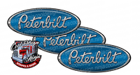 3-Pack Blue/Chrome Peterbilt Emblem Skins