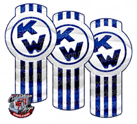 Blue and White Chrome Kenworth Emblem Skin Kit