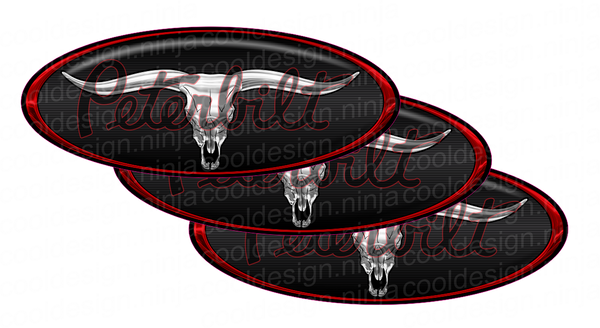 Red/Black Bull Skull Peterbilt Emblem Skins