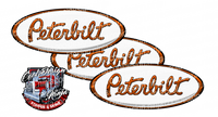 White and Orange Chrome Peterbilt Emblem Skins