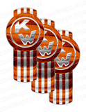 3-Pack of Chrome and Orange Kenworth Emblem Skins