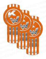 3-Pack of Chrome and Orange Kenworth Emblem Skins