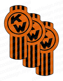 3-Pack of Chrome and Orange Kenworth Emblem Skins