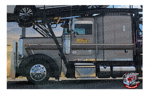 379/389 Peterbilt Car-Carrier Classic 777 Black and Silver Grey Stripe Kit