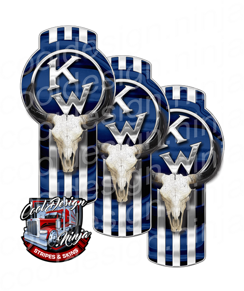 Dark Blue Classic Bull Skull Kenworth Emblem Skin Kit