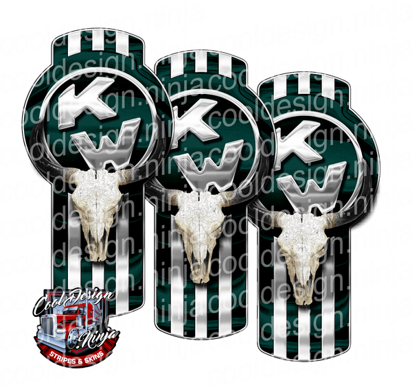 Dark Green Bull Skull Kenworth Emblem Skin Kit