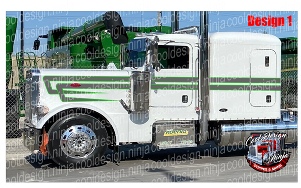 Grey and Lime Green 379/389 Double Cees Peterbilt Stripe Kit