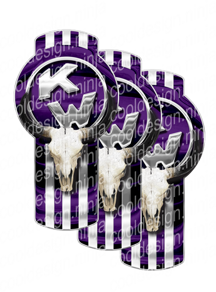 3-Pack of Purple Kenworth Bull Skull Emblem Skins