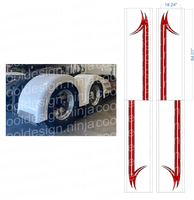 Red w Black Outline Double Fenderhook Kenworth Stripe Kit