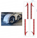 Red w Black Outline Double Fenderhook Kenworth Stripe Kit