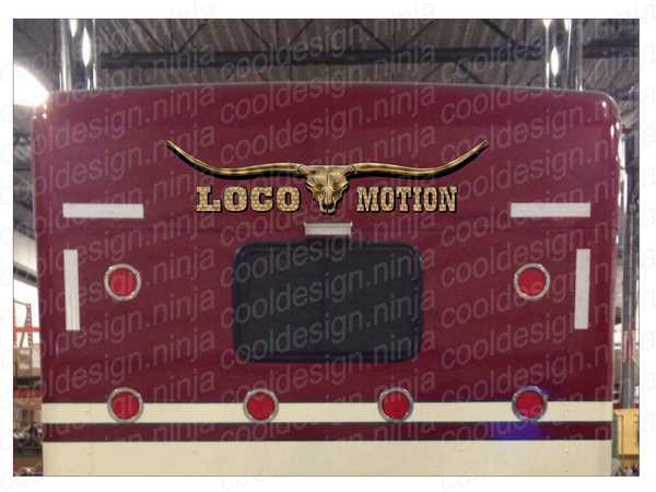 Loco Motion Bull Skull Bunk Decal 51" x 12"