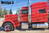 389 Matte Red and Gold Hood Hugger Peterbilt Stripe Kit