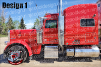 389 Matte Red and Gold Hood Hugger Peterbilt Stripe Kit