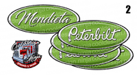 Green and White Chrome Peterbilt Emblem Skins