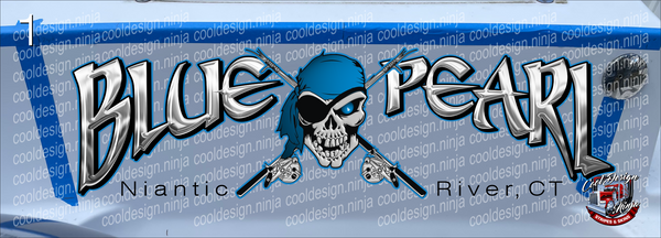 43 x 12 in Niantic River Blue Pearl Boat Decal