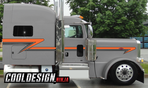 Orange 389 Dark Chrome Peterbilt Stripe Kit