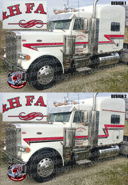 Red Dark Chrome Peterbilt Stripe Kit