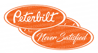 Orange and White Never Satisfied Peterbilt Emblem Skins