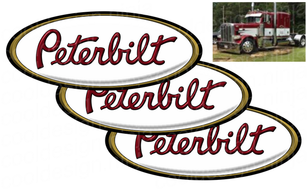 3-Pack of Red/White/Gold Peterbilt Emblem Skins