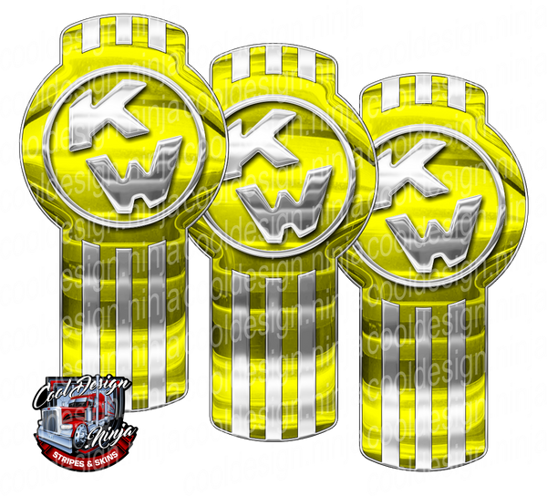 3-Pack Yellow/Chrome Kenworth Emblem Skins